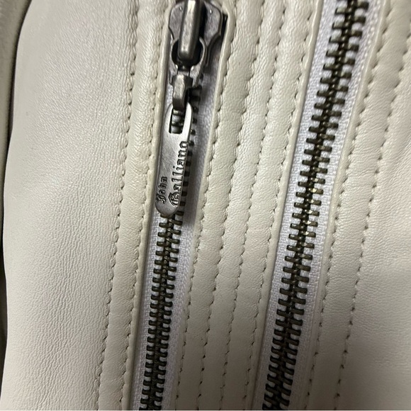 John Galliano leather moto jacket in white - Picture 12 of 14